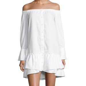 AIYANA Off the shoulder white mini/midi dress BCBG